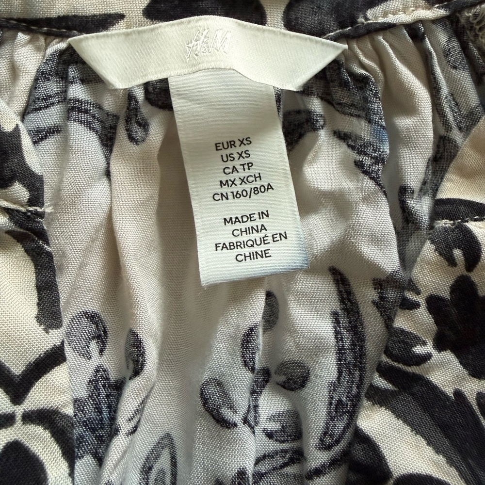 H&M Black & Cream Floral Tunic Dress